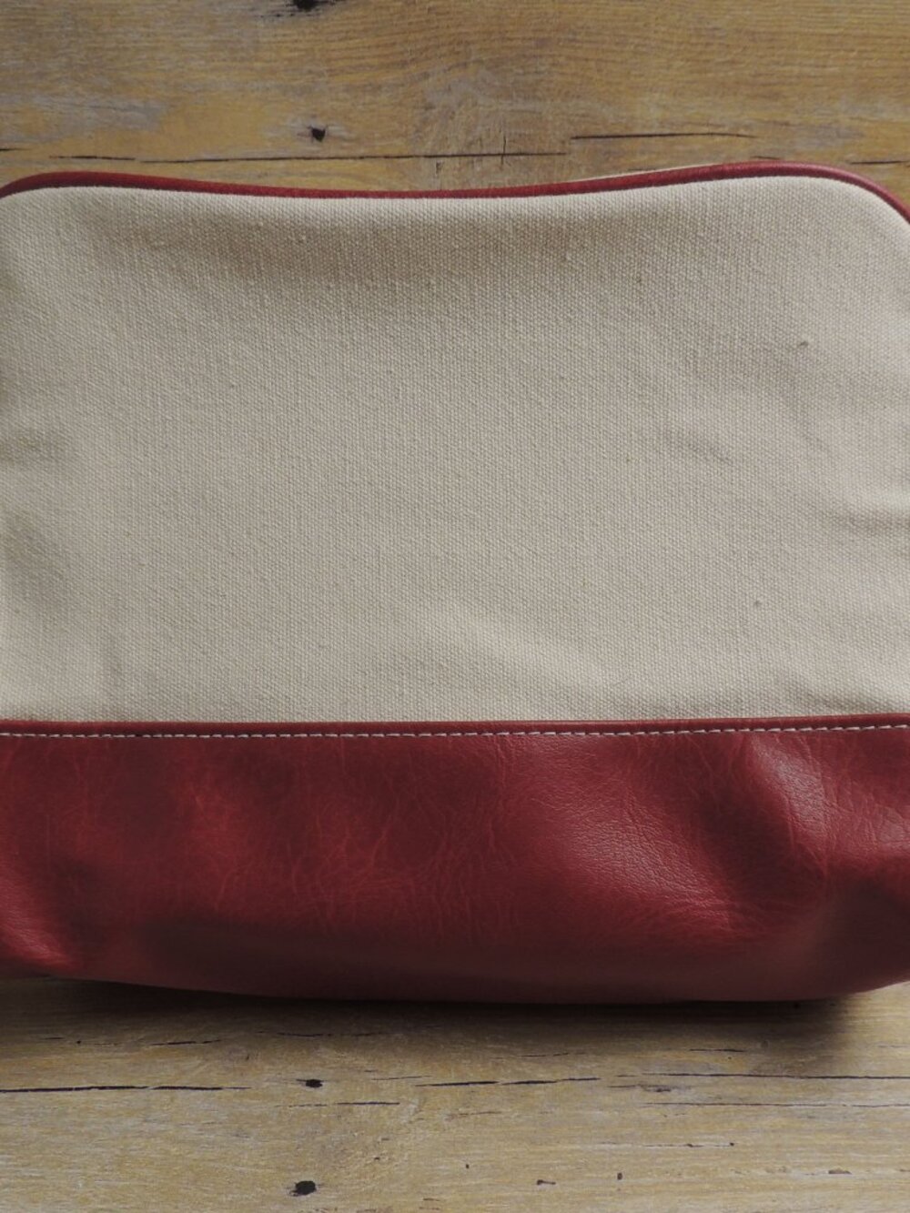 Estée Lauder Canvas Red Faux Leather Makeup Bag